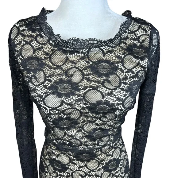 Windsor Whimsigoth Lace Maxi Dress Med Black Dark Romantic Gothic Mesh - Picture 7 of 17